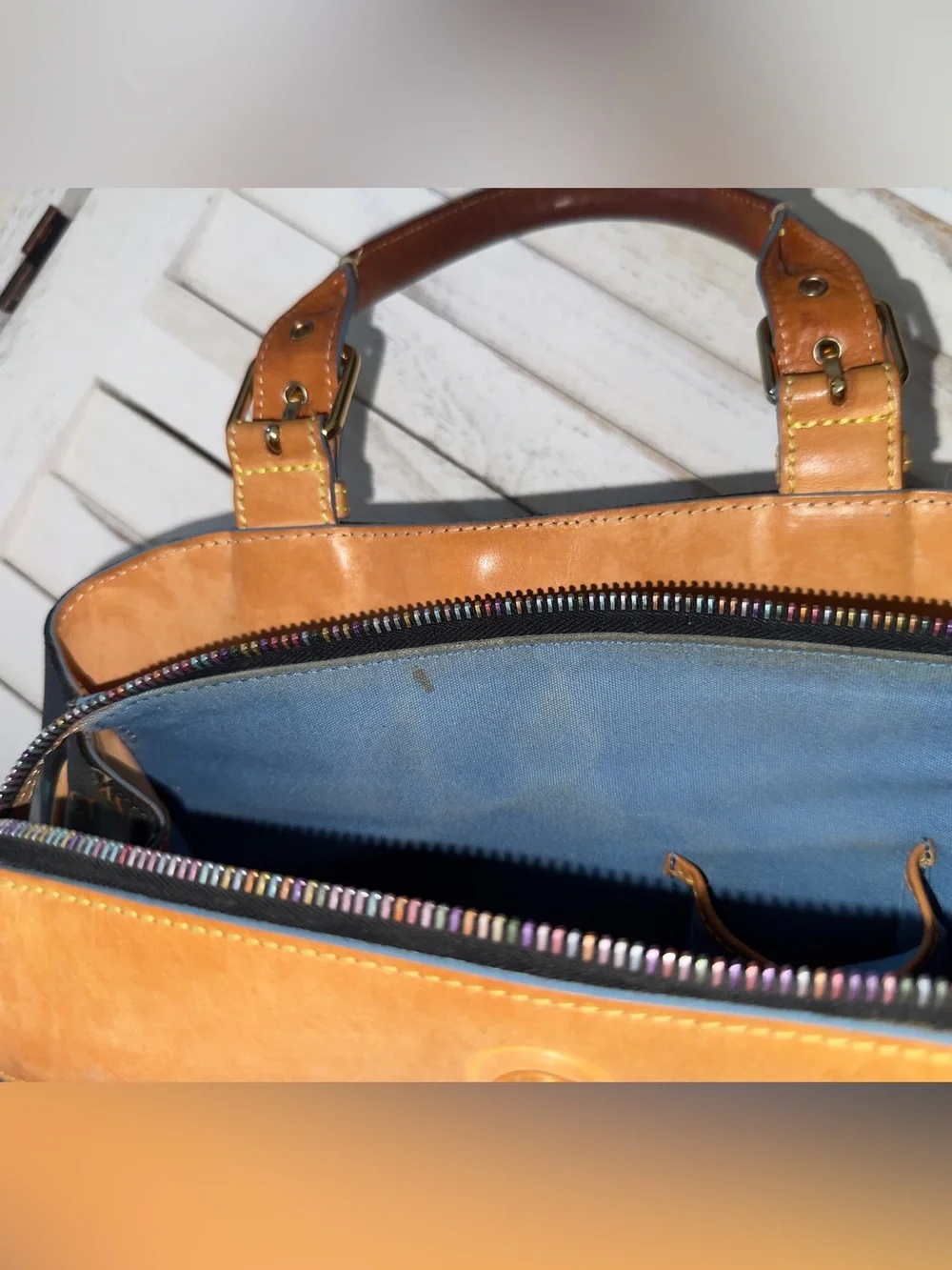 Dooney & Bourke Black Satchel RAINBOW ZIPPER EUC